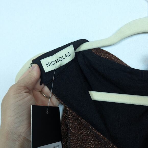 NWT Nicholas Umber Mockneck Cut Out Jersey Olympia Mini Dress - Picture 7 of 11